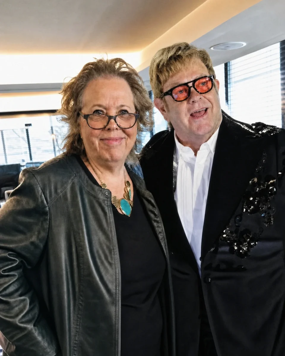 Andrea Sims with Sir Elton John